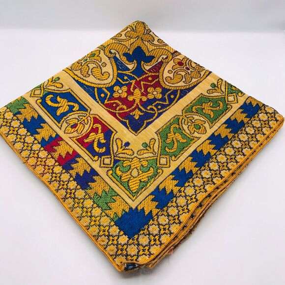 Cotton Embroidered Tapestry Table Topper Made In Barcelona Square 49 x 49 Inches - Picture 2 of 8